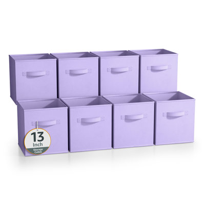 Bacs de rangement 13 pouces Sorbus - Cubes de rangement robustes en tissu pliable avec poignée - 8 paniers pliables pour organiser vêtements, jouets, livres - Paniers de rangement pour tablettes, placards, mauve pastel