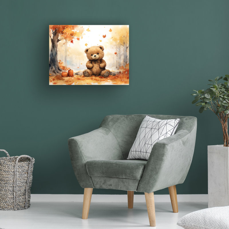 Momart Autumn Bear Cub sur toile, H 14 po x l 19 po x P 2 po