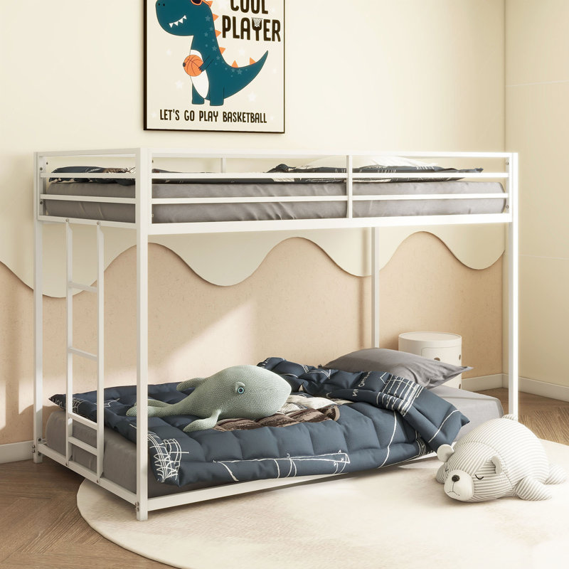 Ashaiya Standard Metal Bunk Bed, White, Twin Over Twin