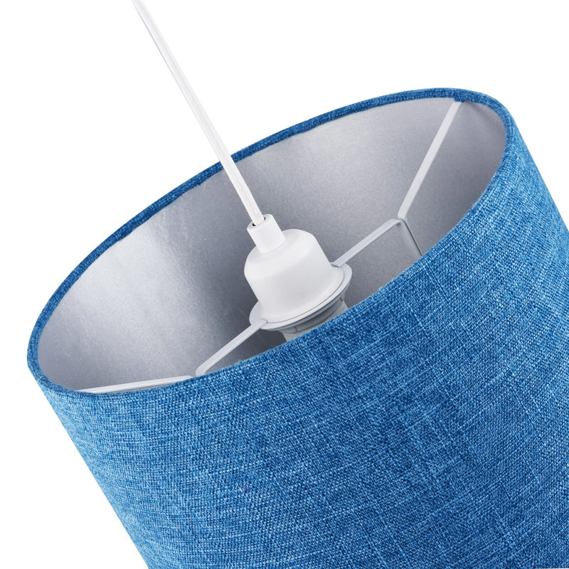 20cm H Linen Drum Lamp Shade ( Screw On ), Midnight Blue