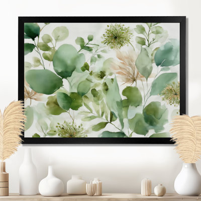 «Watercolor Greenery Sage Watercolor - Plants», impression sur toile botanique verte