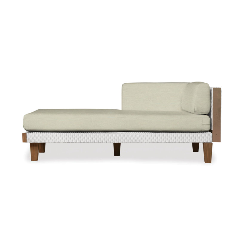Catalina Outdoor Teak Chaise Lounge, White, Beach Navy