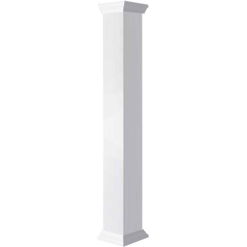 Colonne carrée classique en PVC lisse non effilée Craftsman, base standard et base standard, H 72 po x l 5,63 po
