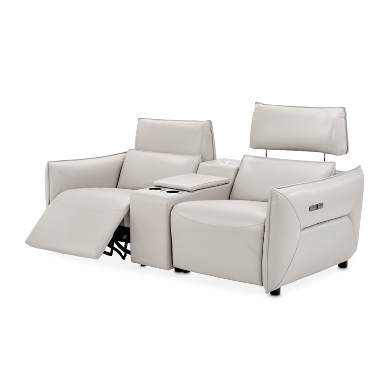 Mia Bella 78'' Recessed Arm Reclining Loveseat, Light Gray
