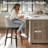 Swivel 31.9'' Faux Leather Bar Stool, Gray-1062575236