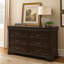 Commode Lynda, 6 tiroirs, étain, bois d'acacia massif brun foncé 68 po