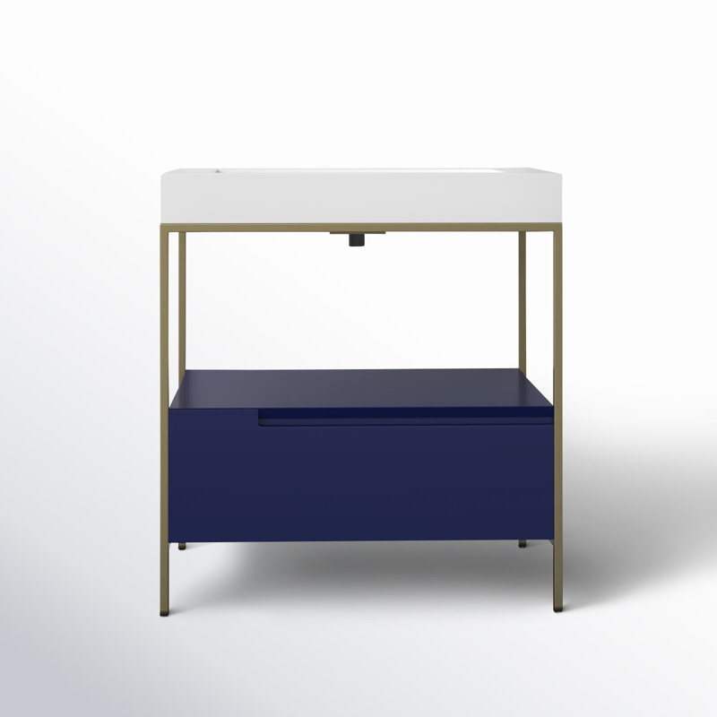 Texel 30" W Single  Vanity, Navy Blue, White, White