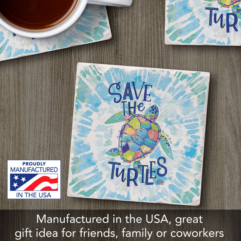 Sauvez les sous-verres à carreaux simples Save the Turtles