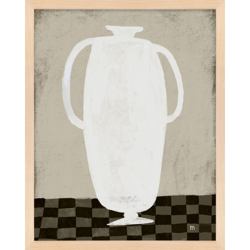 White Vase Painting by StudioM, 25" H x 20" W x 1.25" D, Maple Framed
