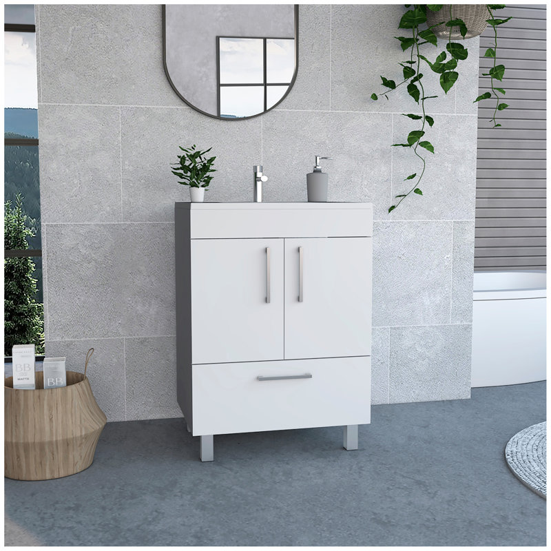 White 2-Door Rectangle Single Bathroom Vanity