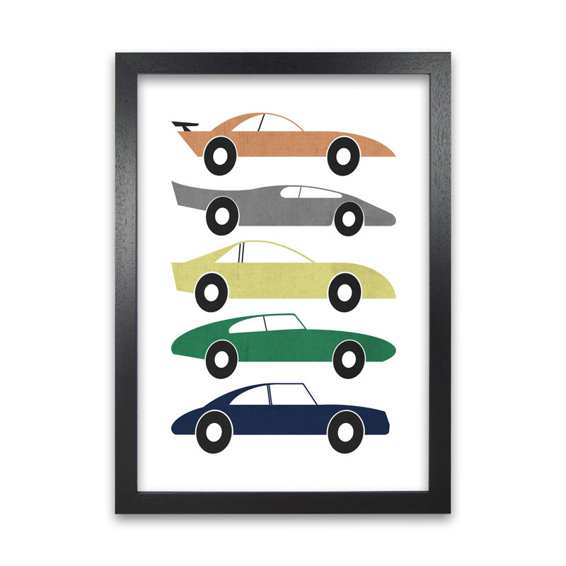 Muted Colours Car - Print, 84cm H x 59cm W x 3cm D, Black Frame