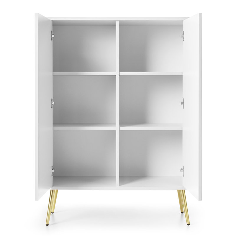 Zova High Sideboard Two Door With Slatted Fronts 103 cm With Legs, White