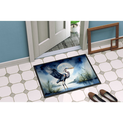 Blue Heron Under the Moonlight Doormat