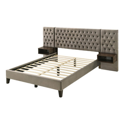 Searsport Light Brown Platform Bed With Tufted Headboard -  Joss & Main, 2DD947B24D8B43BEAB010498BCB1564B