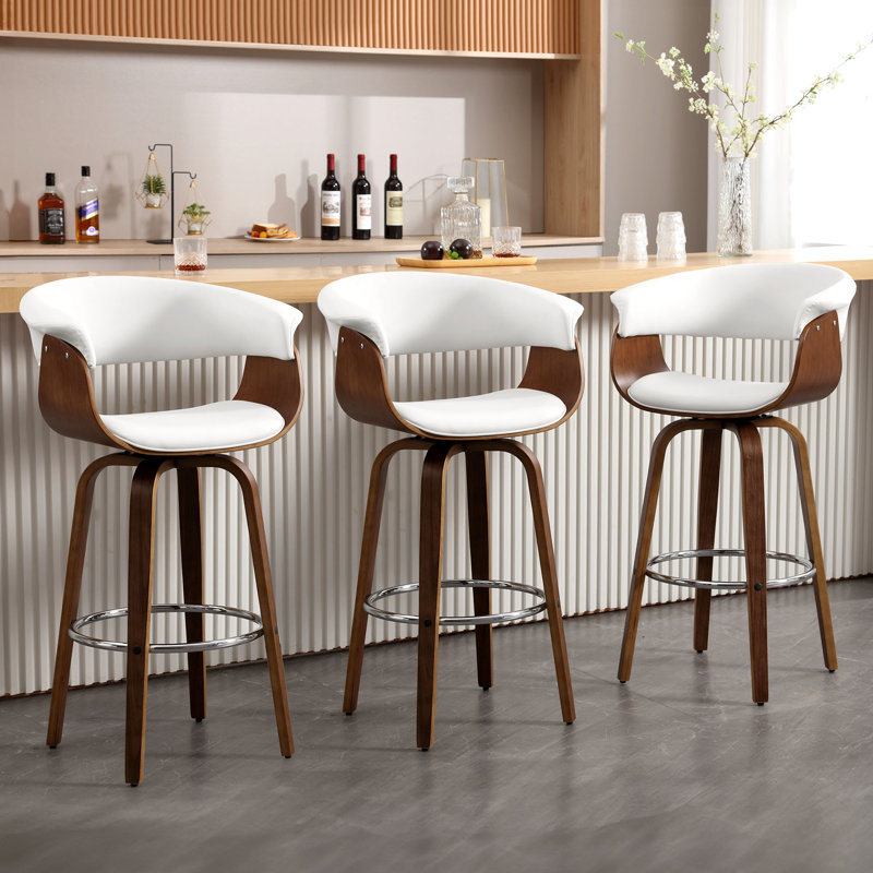 Tabouret de bar et de comptoir pivotant Draymond, Blanc, Tabouret de bar (siège d'une hauteur de 28,7 po)