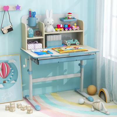 Kids Study Desk Height Adjustable Children Writing Table W/ Tilt Desktop Home School Student Learning Desk