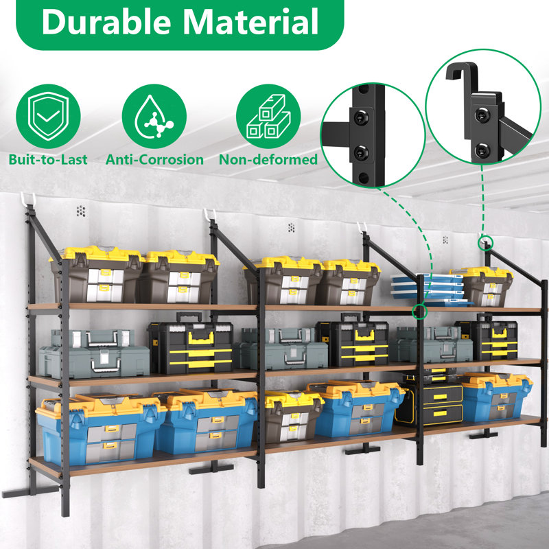 Shipping Container Shelving Brackets, Heavy-Duty Adjustable  3-Tier Shelf Bracket,58.4"(H)x 19.2"(D)Universal Storage Racks for Trailer Containers 4 Packs
