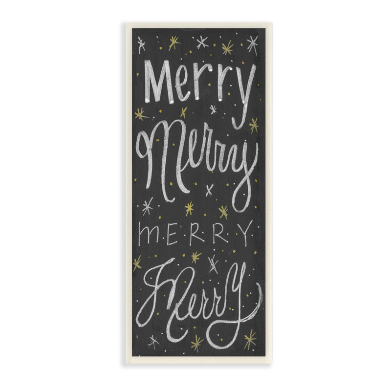 Festive Merry Chalk Style, H 17 po x l 7 po, Plaque murale
