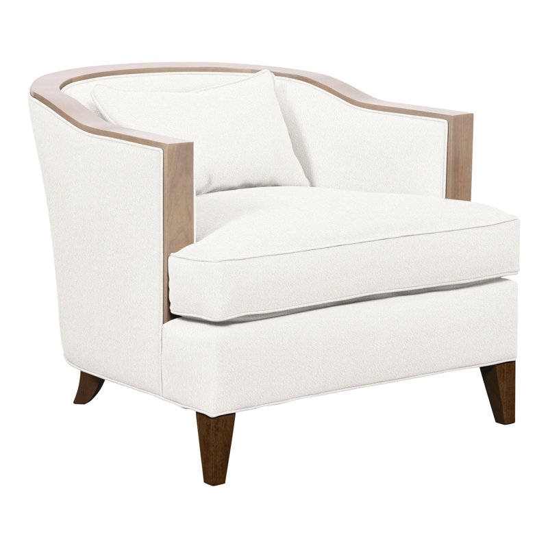 Thom Filicia Home Upholstered Barrel Chair, Havana, Kennelly Snow Polyester Blend
