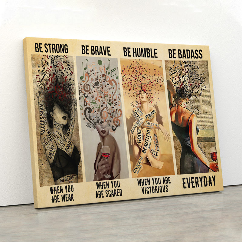 Be Be humble and be badass, toile tendue avec châssis, H 36 po x l 24 po x P 2 po
