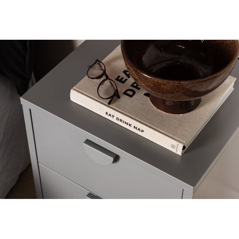 Losada 45cm W Steel Bedside Table, Light Grey