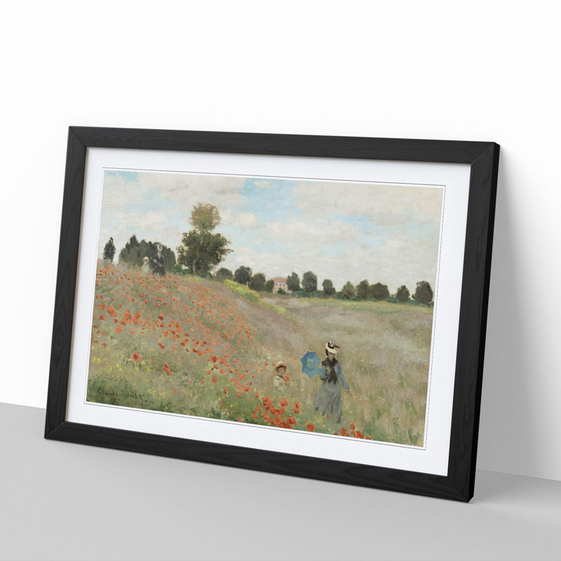 Poppy Field Vol.1 by Claude Monet - Picture Frame Painting, Black Framed, 36cm H x 48cm W x 2cm D