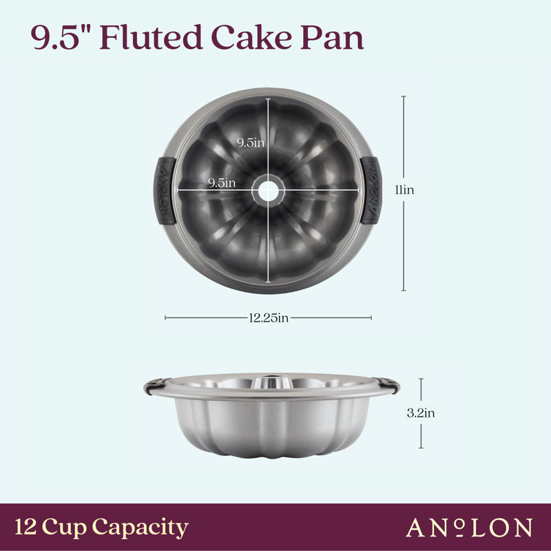 Anolon Advanced Bakeware Nonstick Fluted Mold Pan, 9.5 Inch, Gray