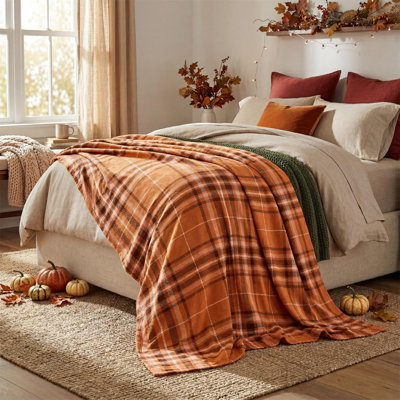 Jeté d'automne en flanelle, couvertures douillettes en molleton moelleux pour le canapé-lit, cadeau idéal pour les adultes 30 x 40