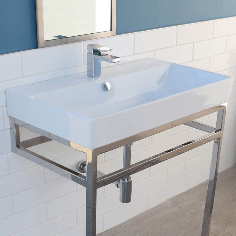 Aquasei Porcelain 31.75" Dual Mount Bathroom Sink with Overflow, 0 Hole