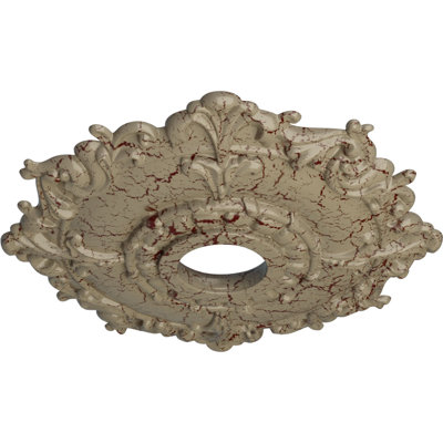 Médaillon de plafond Endurathane Saverne, l 18 1/2 po x H 13 1/2 po x P 1 7/8 po, finition de foyer en pierre peinte à la main