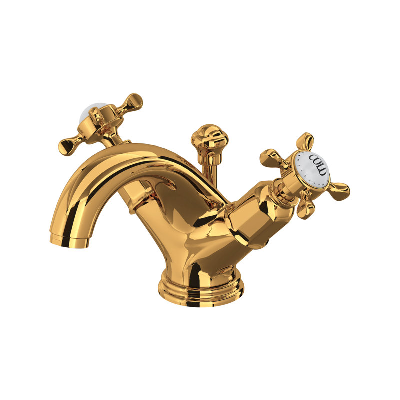 Edwardian Single-Hole Bathroom Faucet With Drain Assembly, English Gold