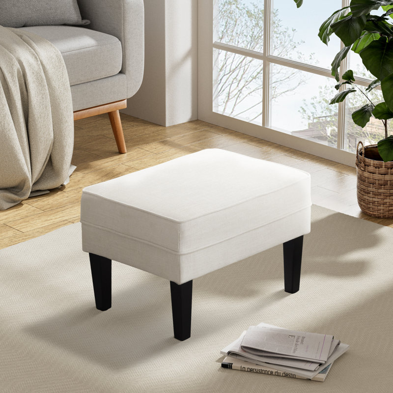 Chalyce Upholstered Ottoman, Beige Polyester Blend