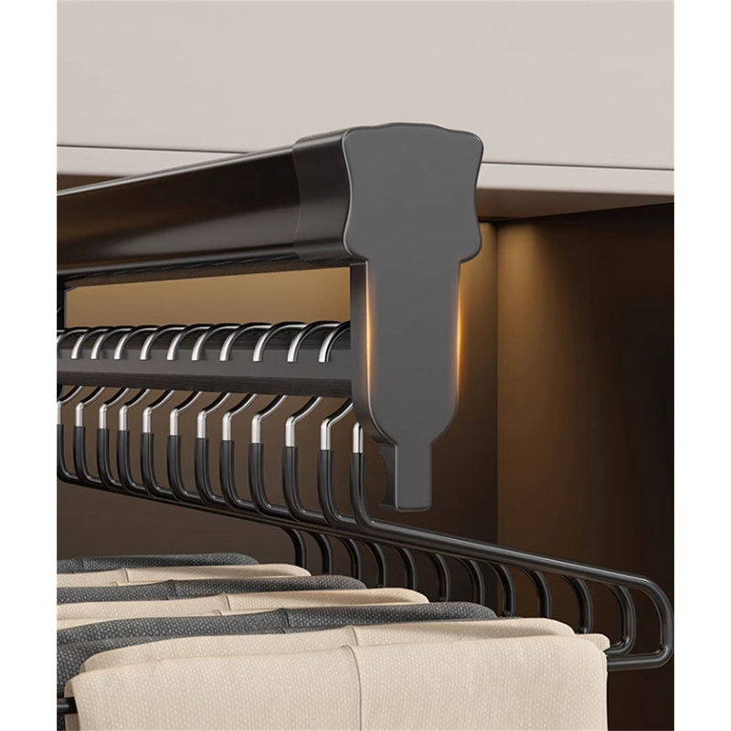 Retractable Pants Rack With Sliding Rail, 4.72" H x 1.98" W x 18.5" D