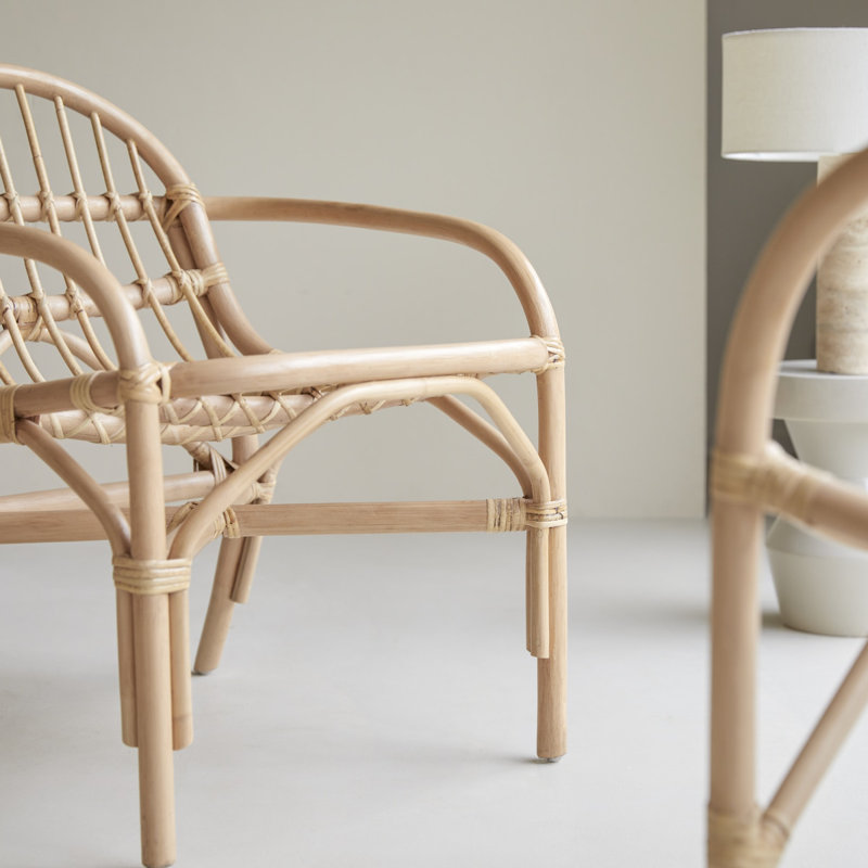 Mina 43cm H Slat Back Arm Chair, Natural
