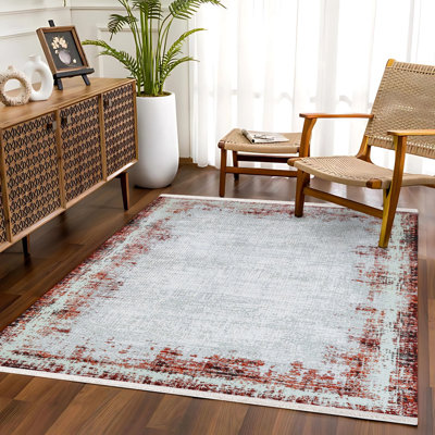 Tapis tissé antidérapant à imprimé numérique bourgogne lavable à la machine