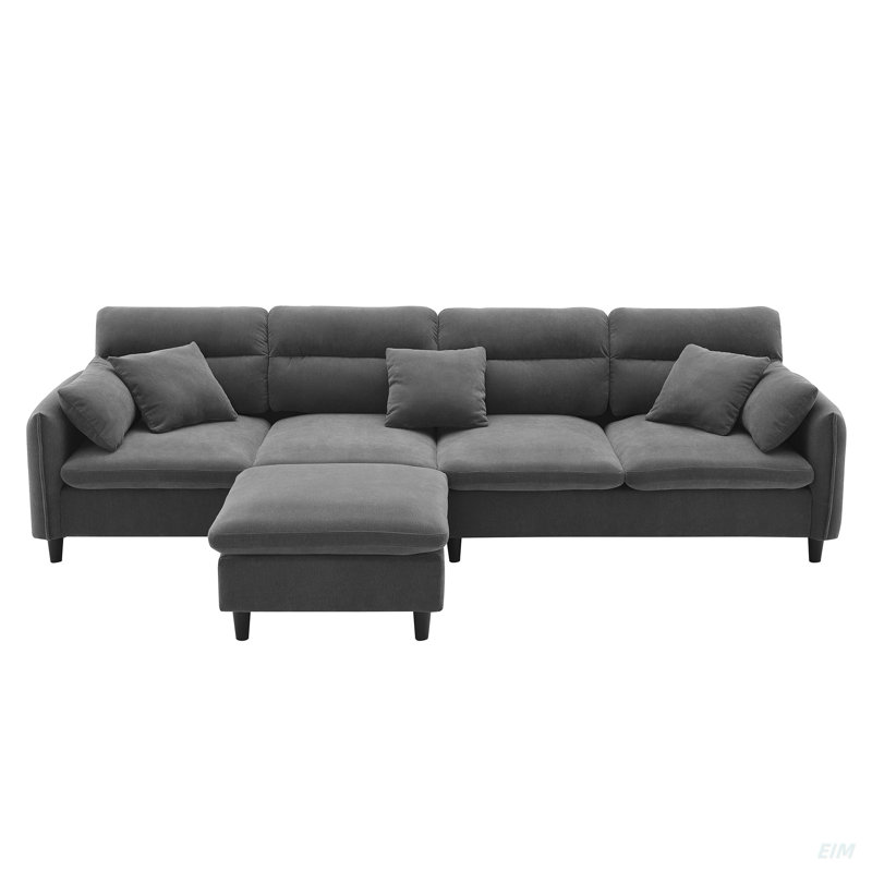 Cloud Chenille Fabric, L-Shaped Sectional Sofa (Sectional), Gray Chenille