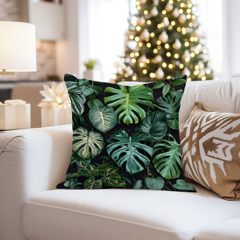 Botanical Monstera Leaves Pattern III Tropical, 18"H x 18"W