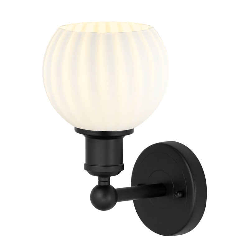 Applique murale 1 lumière Edison Venetian, H 10,25 po x l 6 po x P 7,5 po, Noir mat