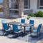 Ensemble de table de salle à manger extensible 7 pièces, ensemble de table et chaises d'extérieur pour 4 à 8 personnes, 6 chaises en textilène, 1 table de salle à manger extensible en fer, ensemble de mobilier de patio pour terrasse, jardin, pelouse-109336122
