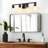 27.09 in. 4-Light Matte Black Dimmable Bathroom Vanity Light with Clear Glass Shades-59132989-59132962