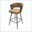 28 tabouret de bar pivotant en cuir technique avec pieds en métal noir et tissu brun