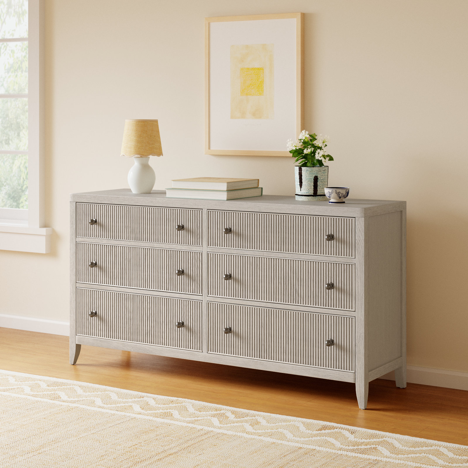 Caterina 68" Oak Double Dresser, White Oak