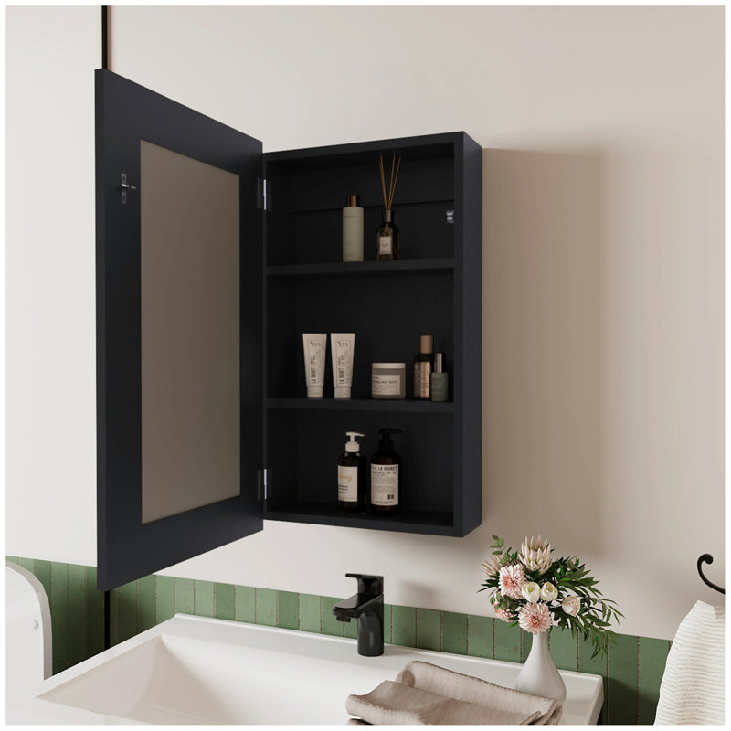 Armoire à pharmacie noire avec miroir inclus, Noir, noir, noir, noir