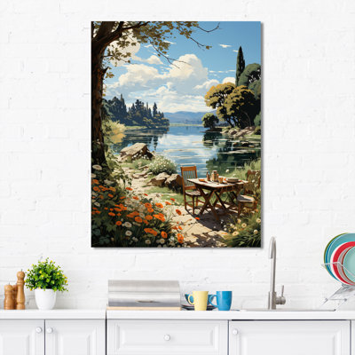 Pique-nique alimentaire au bord du lac I - Décoration murale aliments et boissons