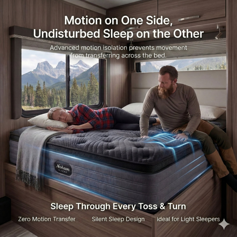 12 Inch Rv Short King Hybrid Mattress For Camper & Motorhome, Cooling Gel Memory Foam And Pocket Coil Support, Motion Isolation, Medium Firm Mattress In A Box