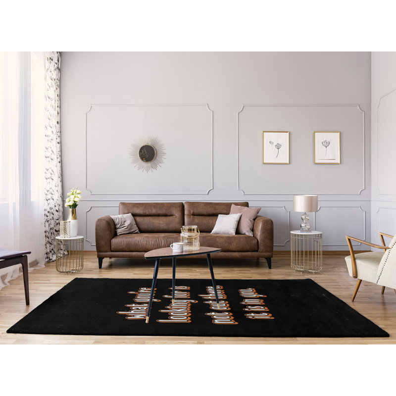 Tapis en chenille de polyester style citations, Rectangle 5 pi x 7 pi
