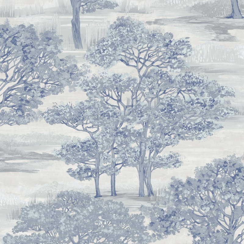 Papier peint adhésif Toile forêt, Bleu
