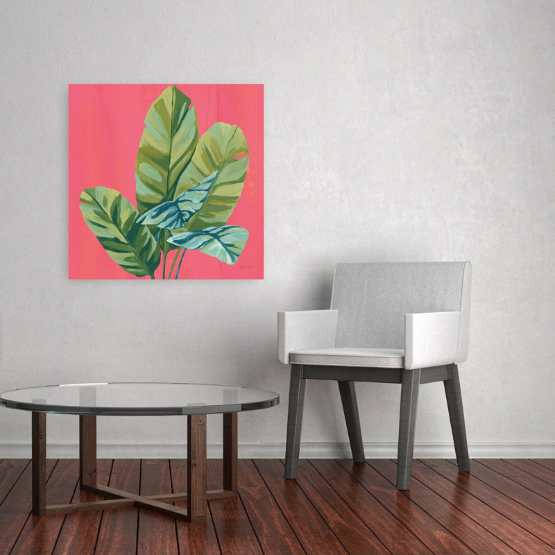 Island Botanica II Affiche murale abstraite et vibrante représentant une plante tropicale, H 32 po x l 32 po