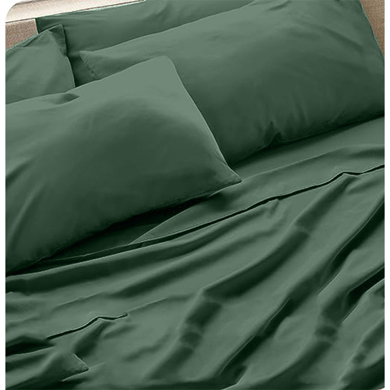 6-Piece Premium Deep Pockets Microfiber Sheet Set, Full, Tree Moss Green