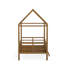 Lit cabane pour enfant avec toit et barrières de sécurité, lit plateforme bas en métal avec pieds pour faciliter la transition, taille simple, noyer-1781157736